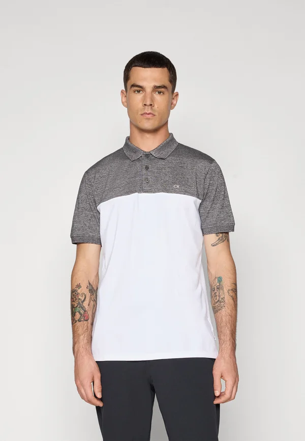 COLOUR BLOCK - Polo shirt - charcoal/white