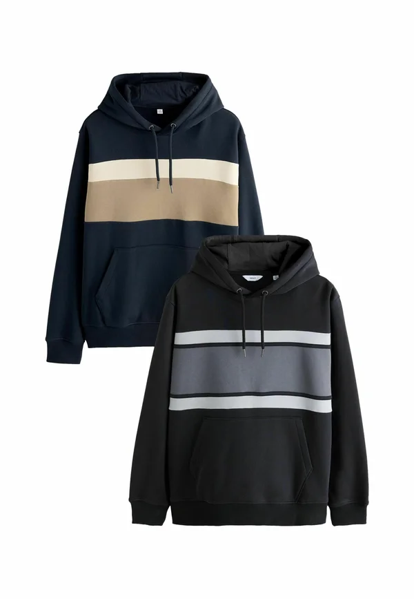 COLOUR BLOCKING OVERHEAD 2 PACK - Hoodie - navy blue neutral stone burgandy red