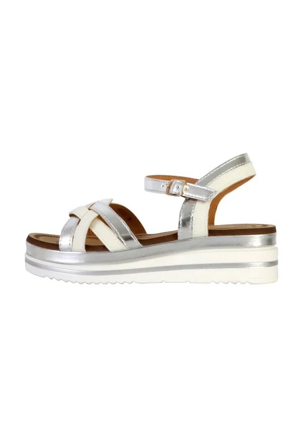 COMPENSEES A  THE  - Platform sandals - blanc argent