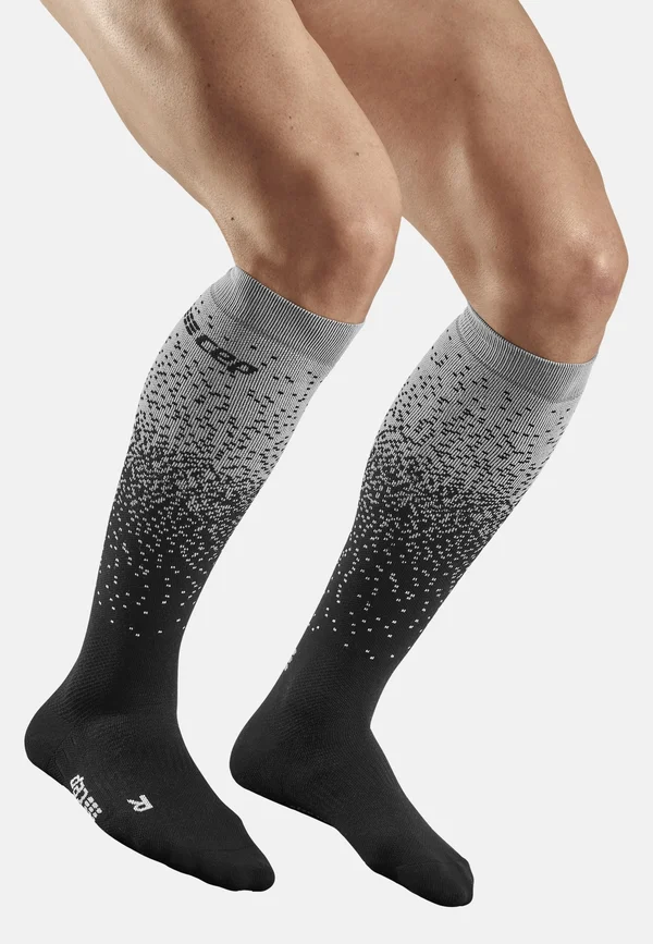 COMPRESSION SNOWFALL SOCKS TALL SKIING MEN - MADE IN GERMANY - Knee high socks - black/off white