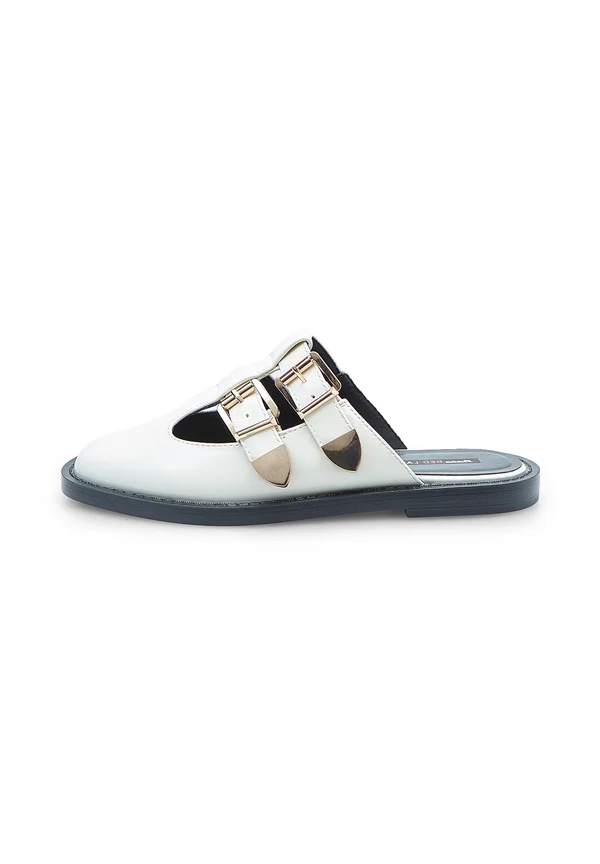 CON DOPPIA FIBBIA LABEL - Mules - bianco