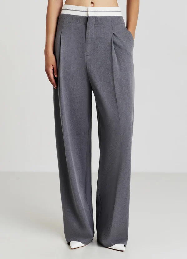 CON PINCES - Trousers - grigio melange