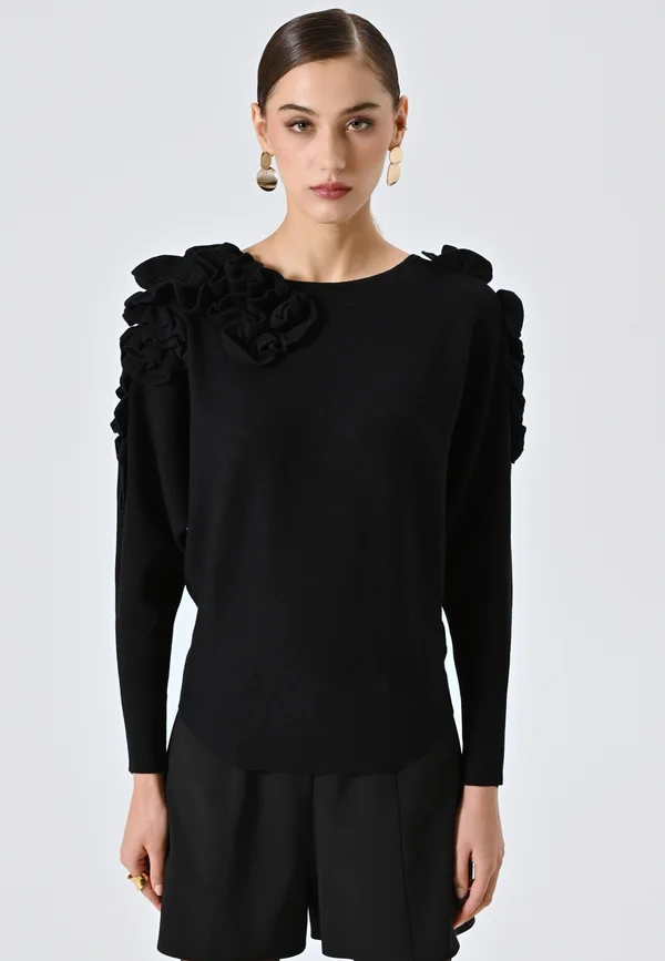 CON SCOLLO - Jumper - black