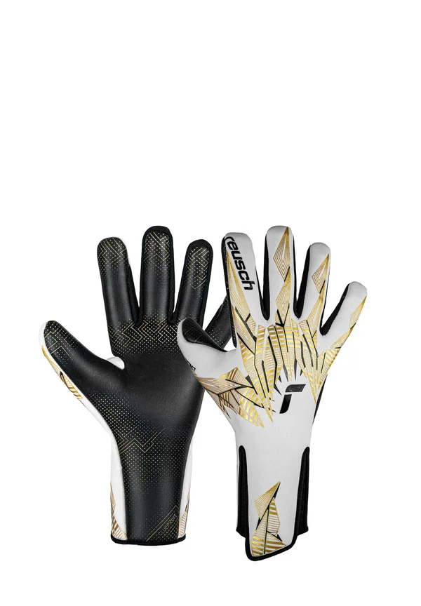CONTACT GLUEPRINT STRAPLESS - Goalkeeping gloves - white/gold/black
