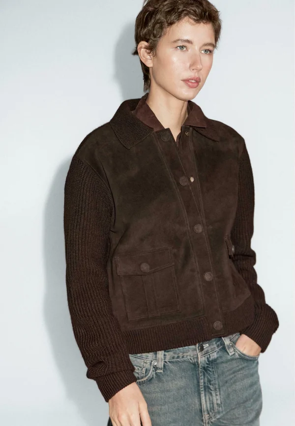 CONTRAST AND SHEEPSKIN   - Summer jacket - dark brown