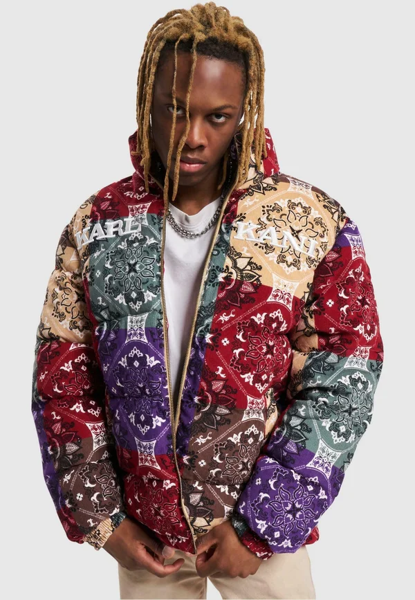 CORDUROY PUFFER - Winter jacket - dark red multicolor