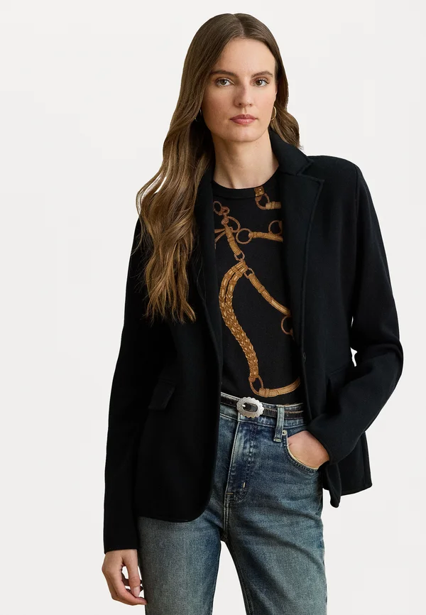 COTTON BLEND JUMPER BLAZER - Cardigan - black