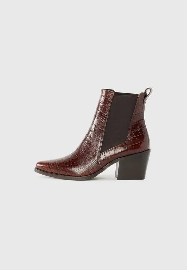 Cowboy/biker ankle boot - antic cigar