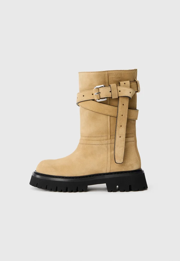 Cowboy/biker ankle boot - beige