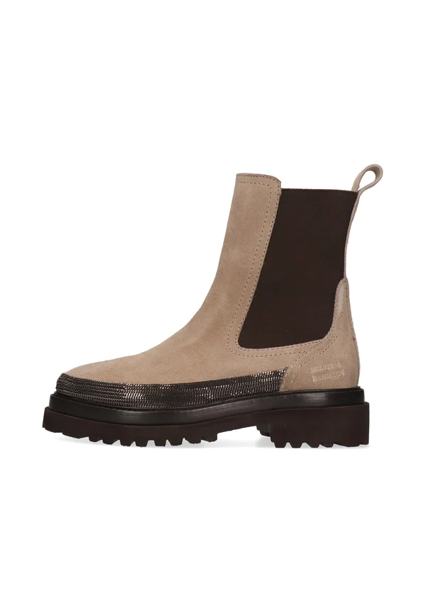 Cowboy/biker ankle boot - beige