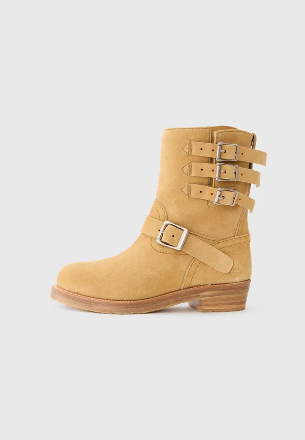 Cowboy/biker ankle boot - caramel