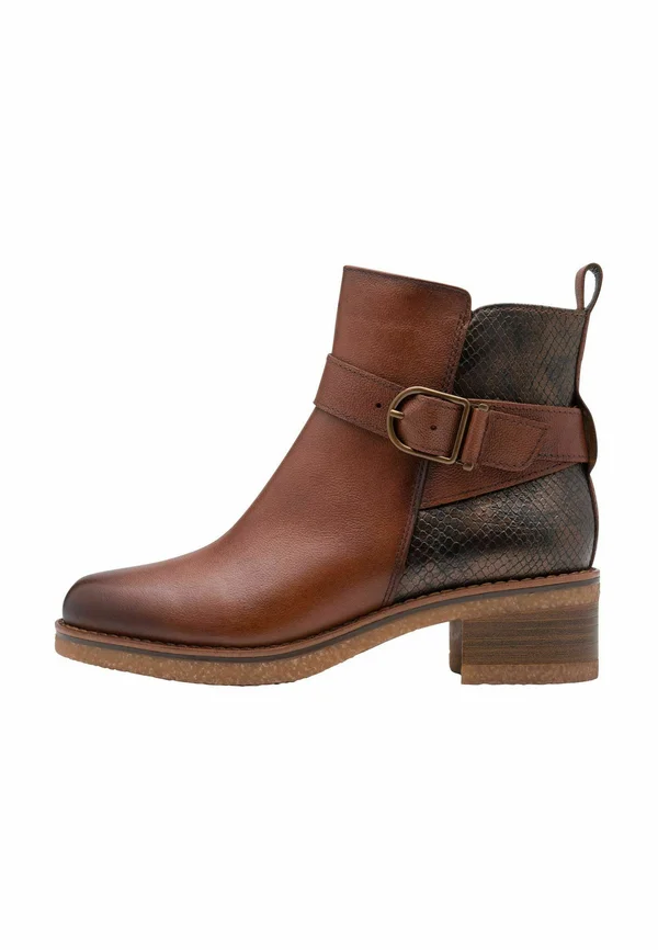 Cowboy/biker ankle boot - cognac comb