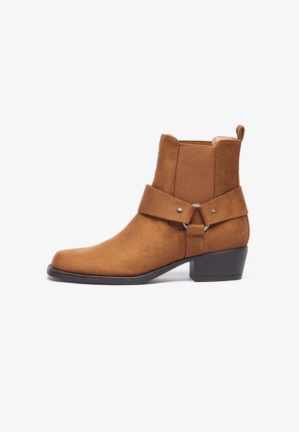 Cowboy/biker ankle boot - cognac