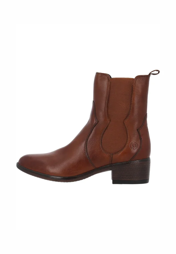 Cowboy/biker ankle boot - cognac