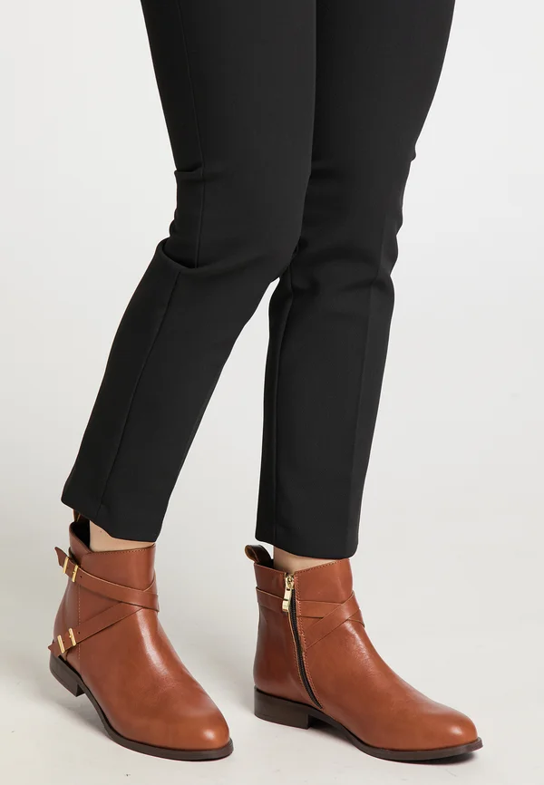 Cowboy/biker ankle boot - cognac