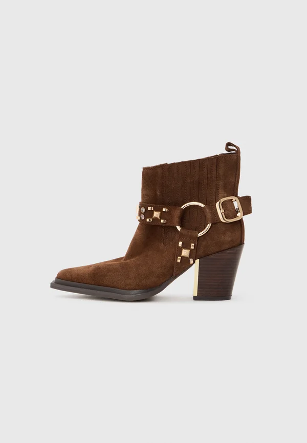 Cowboy/biker ankle boot - crosta camel