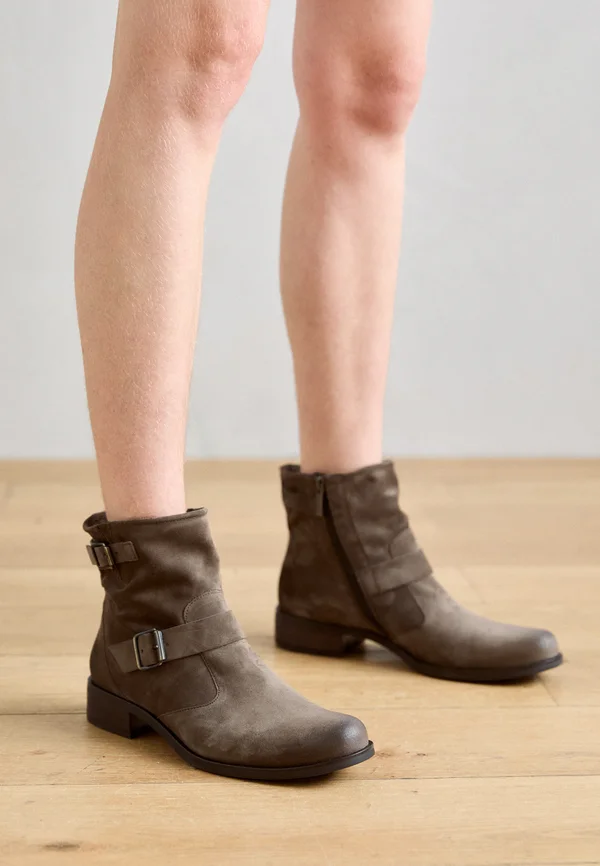 Cowboy/biker ankle boot - earth