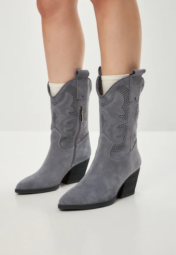 Cowboy/biker ankle boot - grey