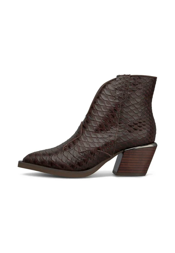 Cowboy/biker ankle boot - marbled brown