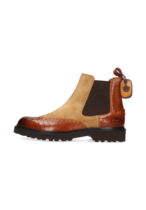 Cowboy/biker ankle boot - marron