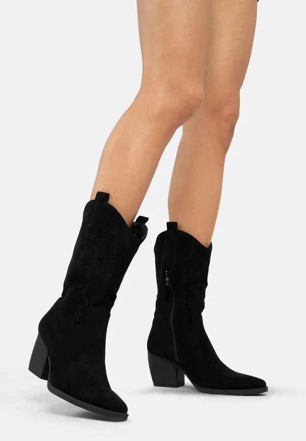 Cowboy/biker ankle boot - schwarz