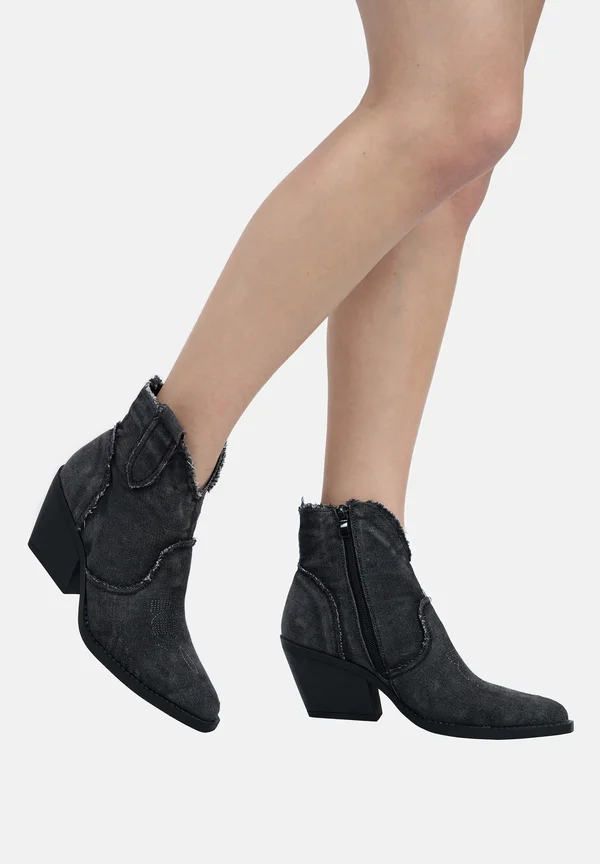 Cowboy/biker ankle boot - schwarz