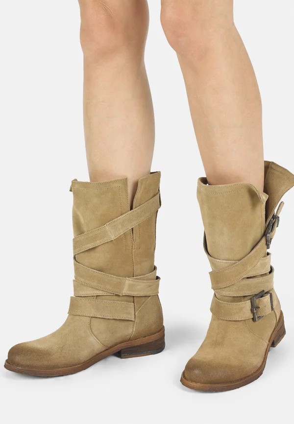 Cowboy/biker ankle boot - stone