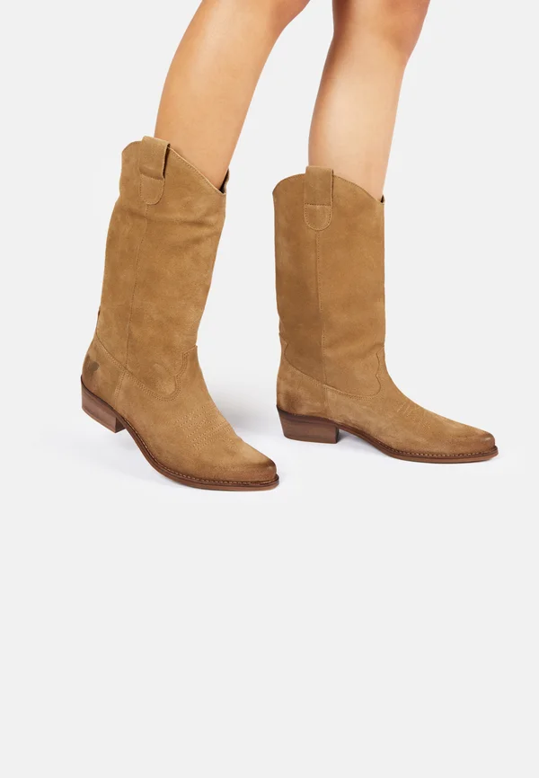Cowboy/biker ankle boot - stone