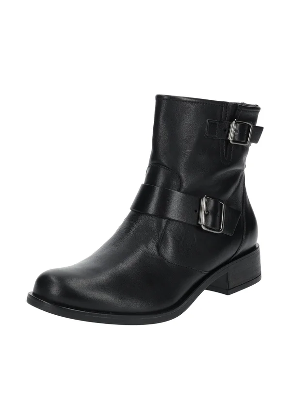 Cowboy/biker ankle boot - washed calf black