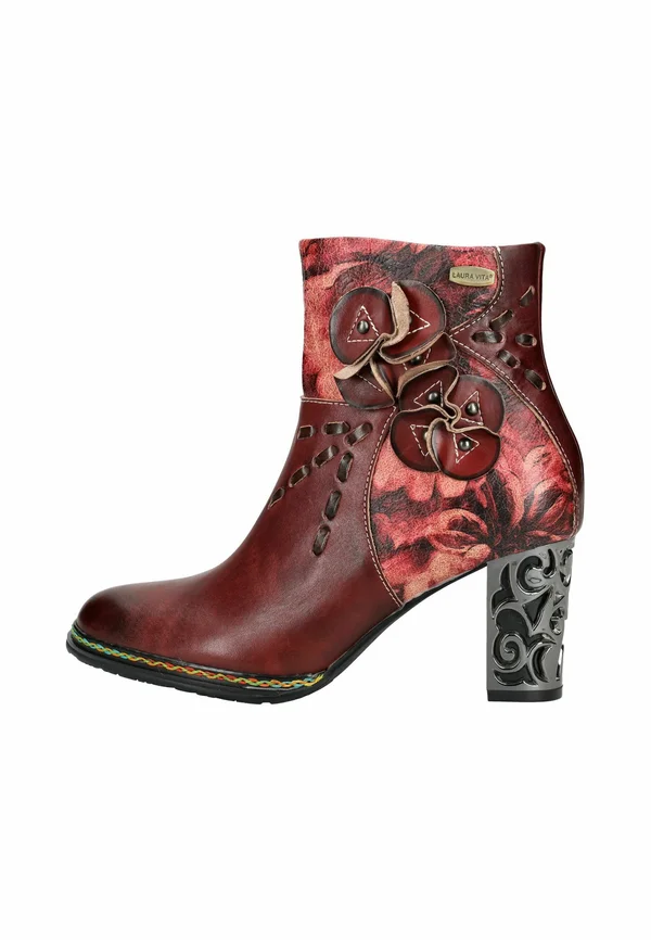 Cowboy/biker ankle boot - wine