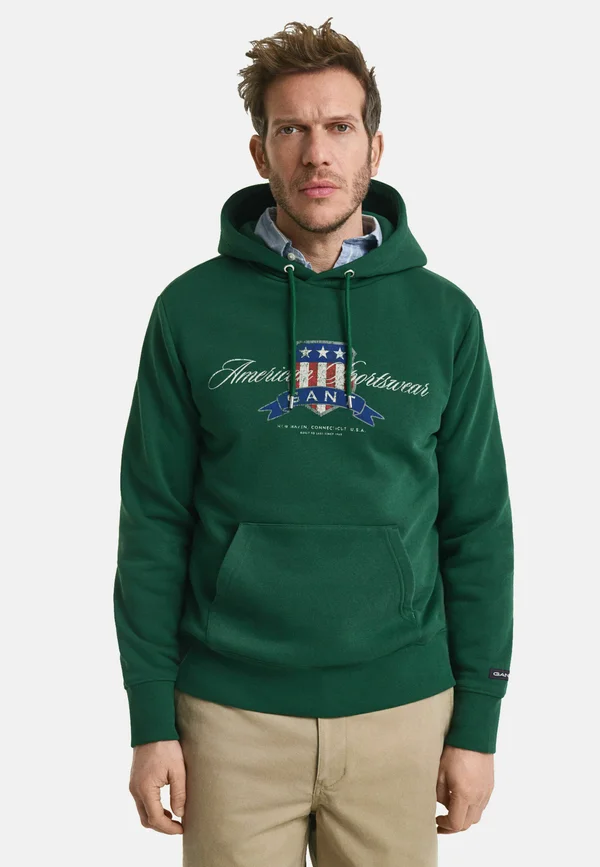 CREST GRAPHIC - Hoodie - forest green