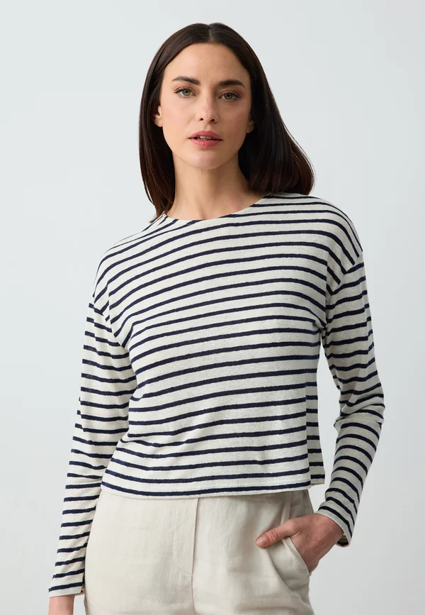 CREW NECK  PATTERNED - Long sleeved top - ecru