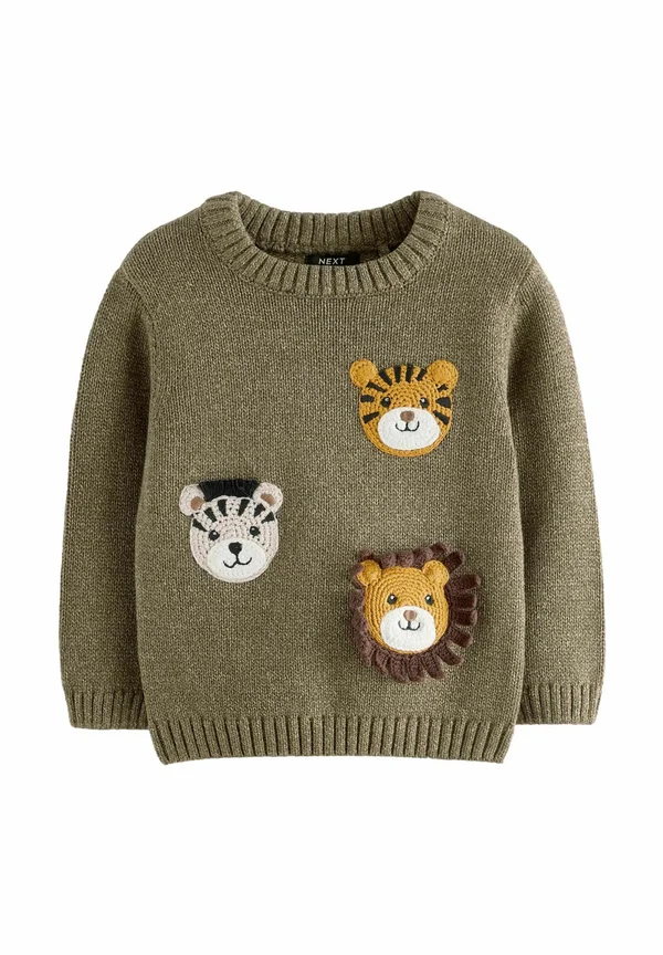 CREW NECK-REGULAR FIT - Jumper - khaki green safari animals