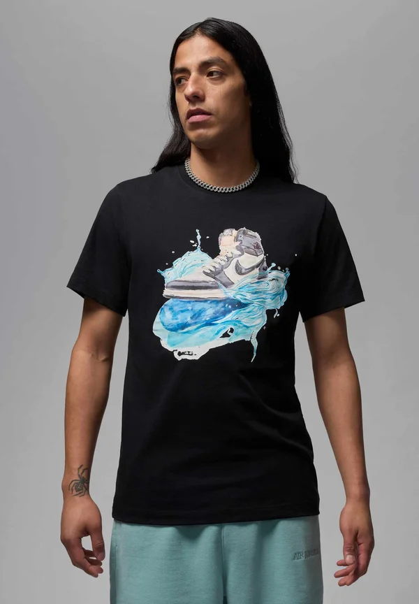 CREW - Print T-shirt - black white