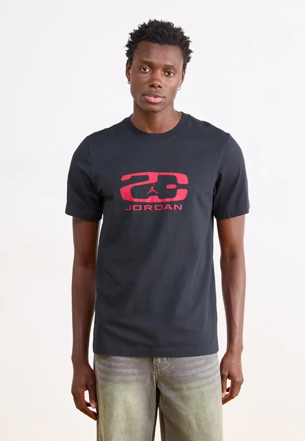 CREW - Print T-shirt - black/varsity red