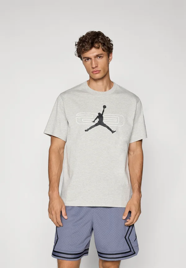 CREW - Sports T-shirt - grey heather/black
