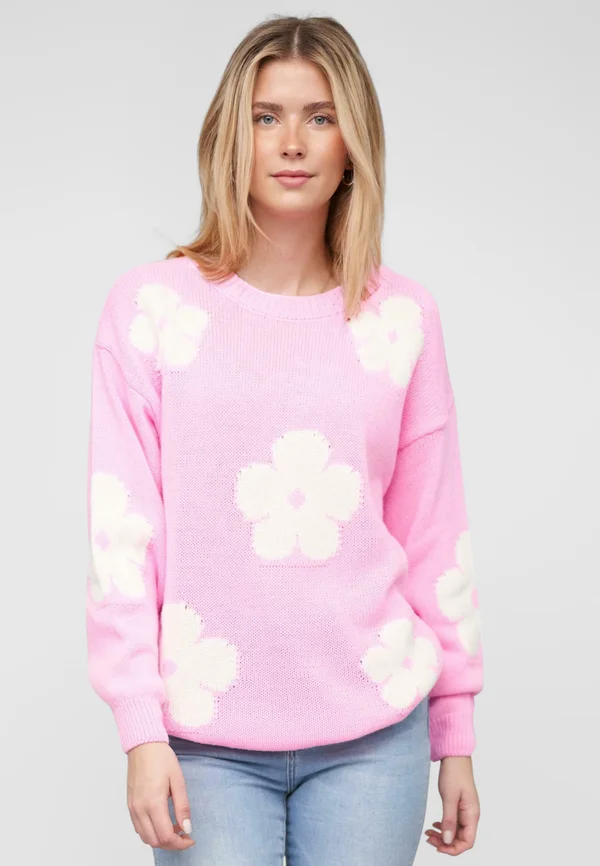 CREWNECK - Jumper - coral offwhite