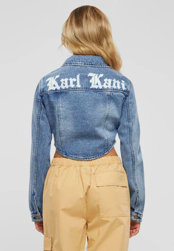 CROP CORSET WASHED - Denim jacket - vintage indigo