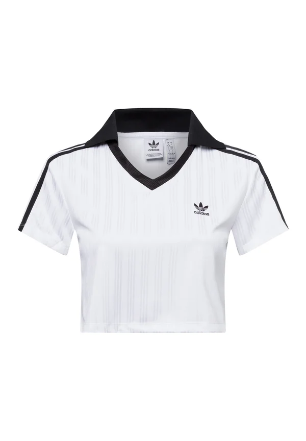 CROP - Polo shirt - weiß schwarz