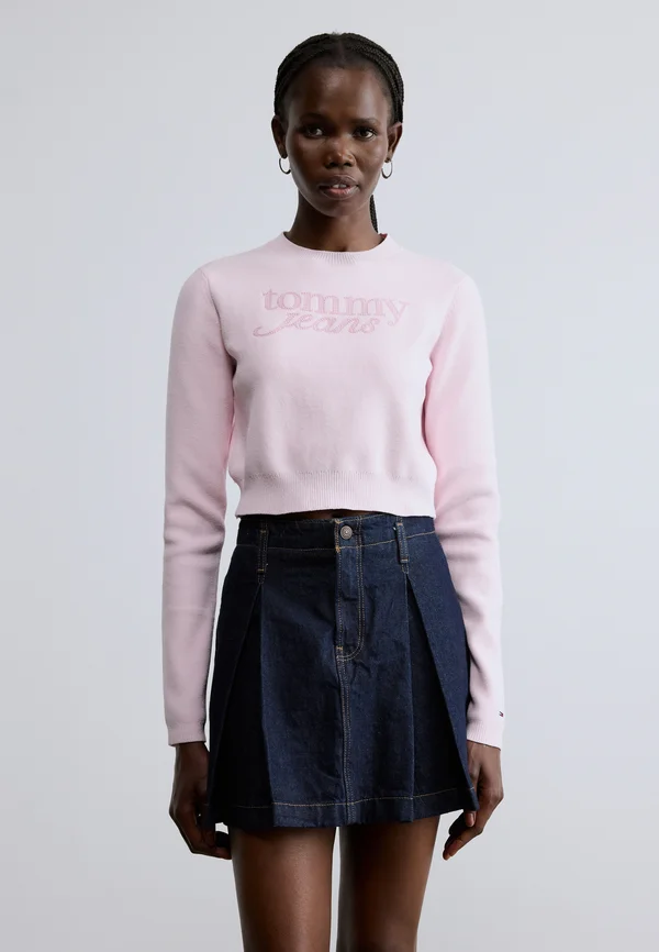CROP SCRIPT SWEATER - Jumper - light pink