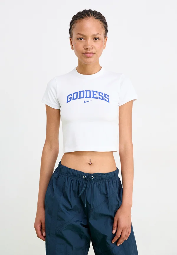CROP TEE  - Print T-shirt - white/game royal