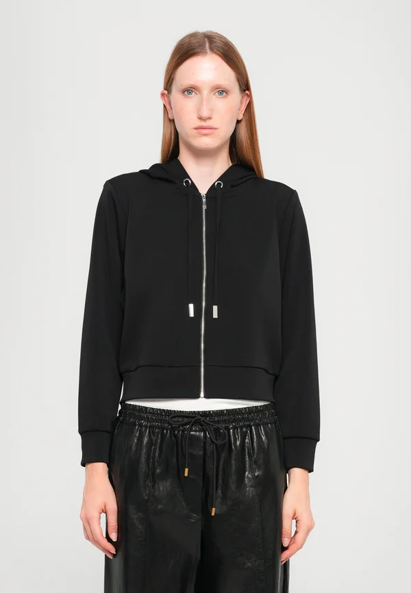CROP ZIP  - Zip-up sweatshirt - black
