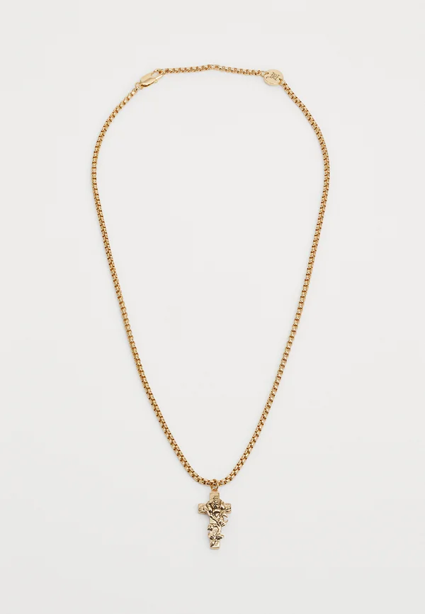 CROSS & ROSE THORN CUSTOM CAST CRUCIFIX CHAIN NECKLACE UNISEX - Necklace - gold-coloured