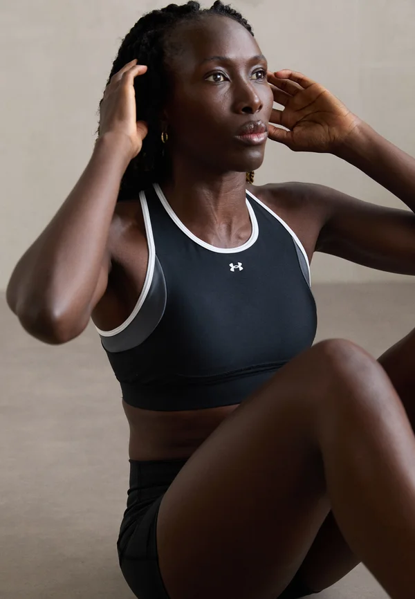 CROSSBACK MID OPEN BACK - Medium support sports bra - black/castlerock/white