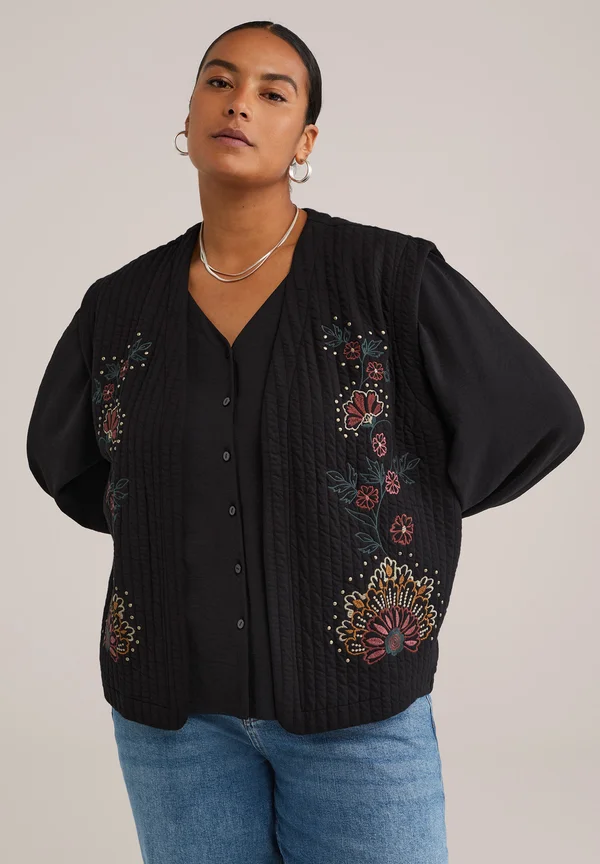 CURVE - Waistcoat - black