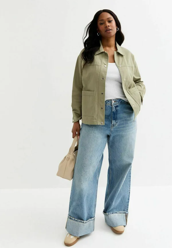 CURVES BUTTON UP - Denim jacket - olive