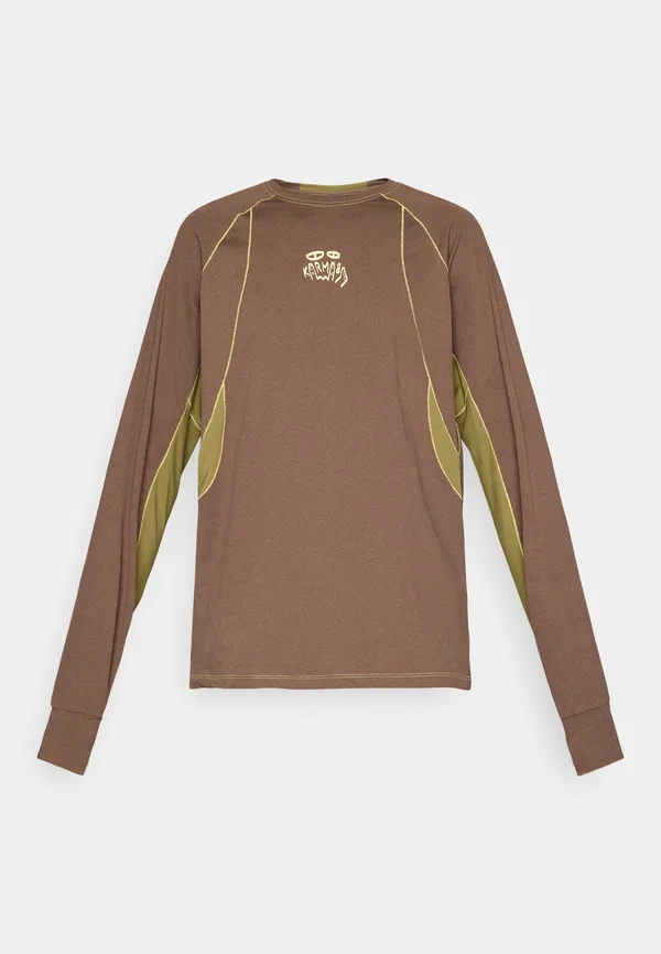 CUTOUT TRAINING TEE - Long sleeved top - brown/green