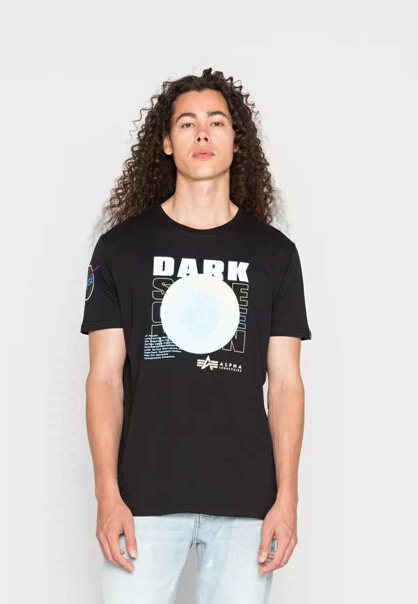 DARK SIDE  - Print T-shirt - black/neon purple