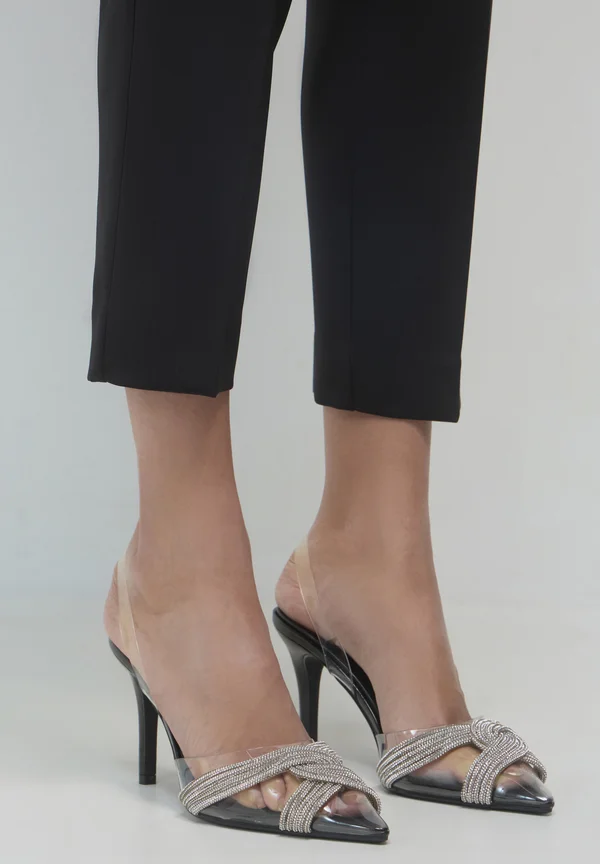 DÉCOLLETÉ STRASS - Peeptoe heels - argento