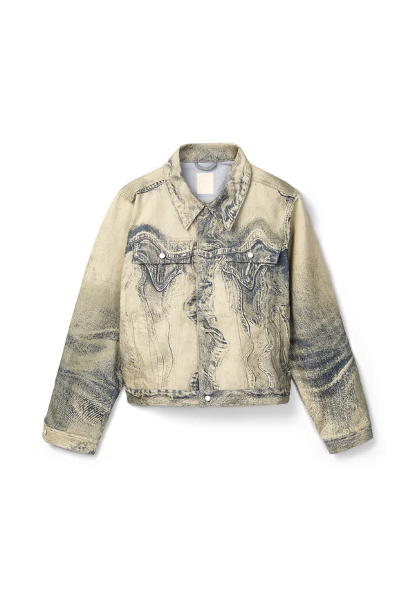 Denim jacket - beige/schwarz